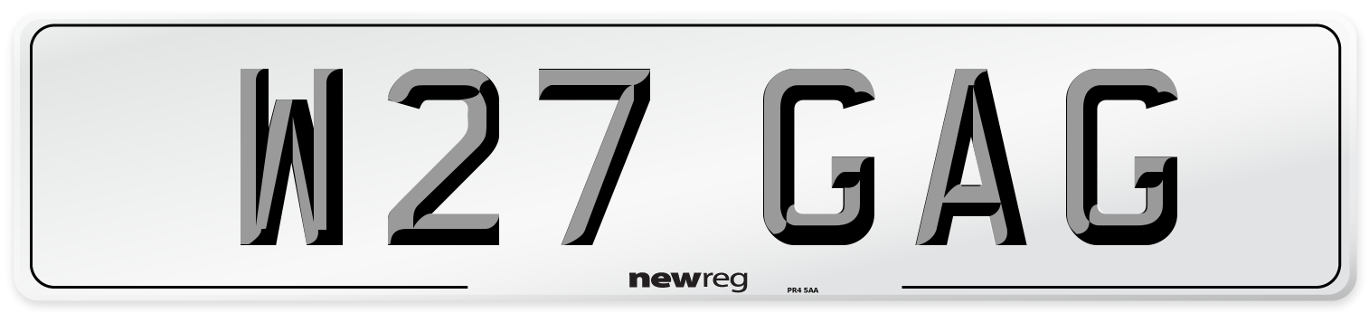 W27 GAG Number Plate from New Reg